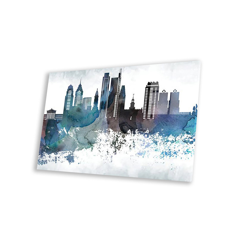 " Philadelphia Bluish Skylines ", 16" H x 24" W x 0.25" D