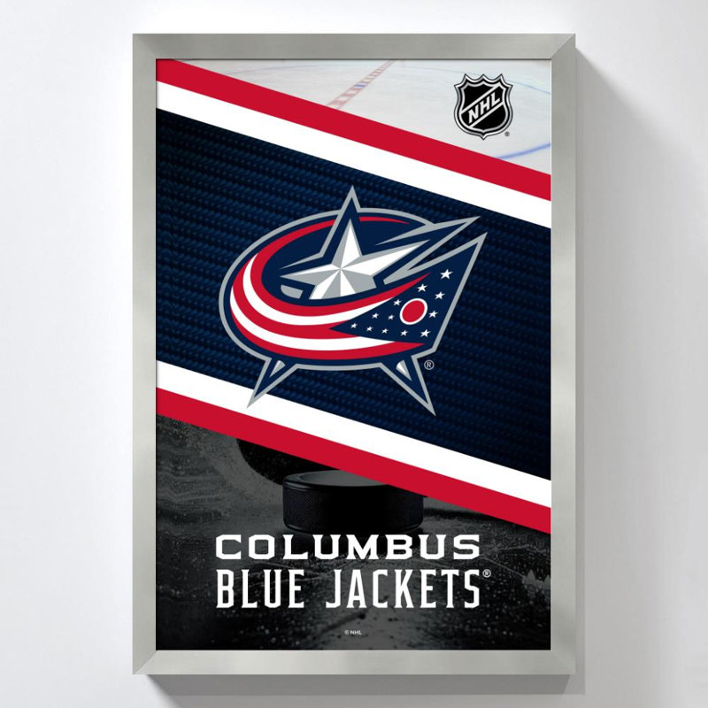 «Columbus Blue Jackets NHL», art mural, H 48 po x l 32 po, Acrylique encadré, Argent