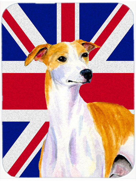 Whippet à trésors avec panneau de coupe en verre à drapeau anglais britannique caroline Union Jack