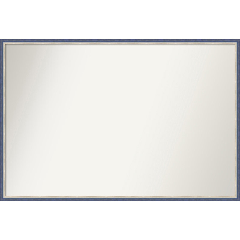 Earsie Solid Wood Wall Mirror, Blue, Rectangle, 25.25" x 37.25"