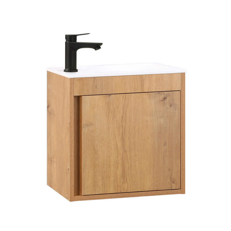 500mm Single Bathroom Vanity with Integrated Resin Basin, Oak