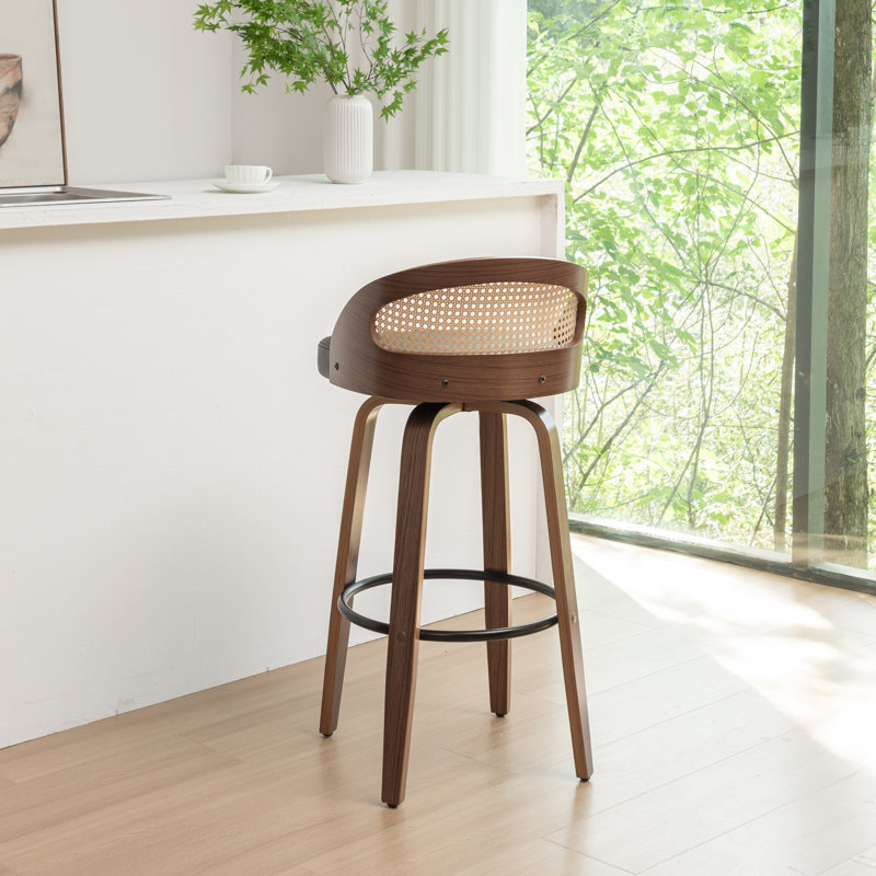 Swivel Upholstered Counter Stool, Black, 76.2cm