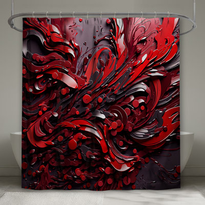 Rideaux de douche à motif abstrait rouge