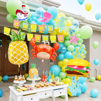 Cartoon SpongeBob Balloon Arch Kit, 110pcs Cartoon SpongeBob Balloons Garland Arch Kit