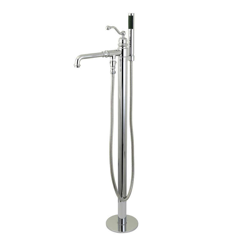 Robinet de baignoire autoportant à 1 trou avec douche à main Kingston Country, Chrome