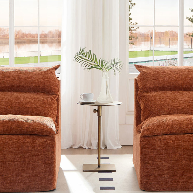 Méridienne à dossier simple avec dossier et canapé entièrement compressé convient au salon, à la chambre à coucher, en polyester, orange