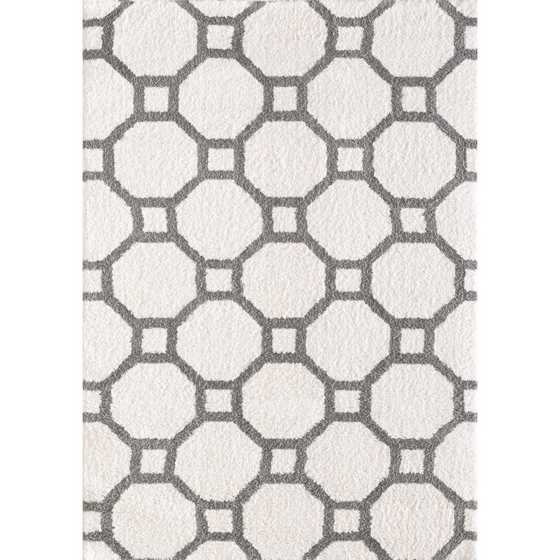 Tapis blanc/argenté Kempf, Rectangle 2 pi x 3 pi 3 po