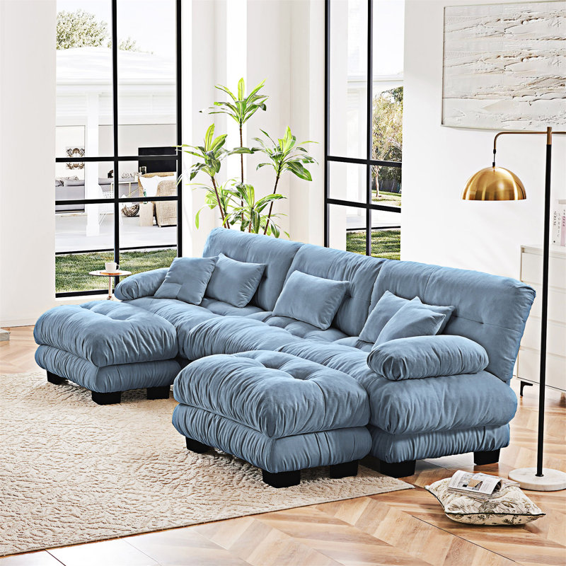 Modular Sectional Sofa Couch With Convertible Ottomans