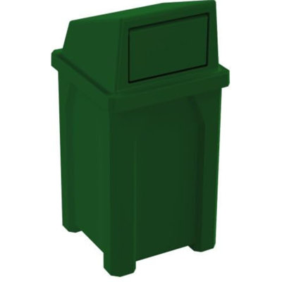 Sturdy Essentials Campus Collection 32 Gallon Square 100% Recycled Plastic Heavy Duty Indoor Or Outdoor Commercial Trash Can With Push Lid |  For Schools And Businesses - Green