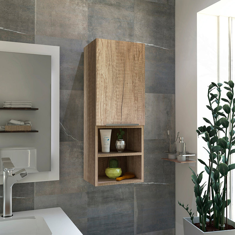 Milwaukee Medicine Cabinet, Two Shelves, Single Door Cabinet, Two Interior Shelves, Light Oak