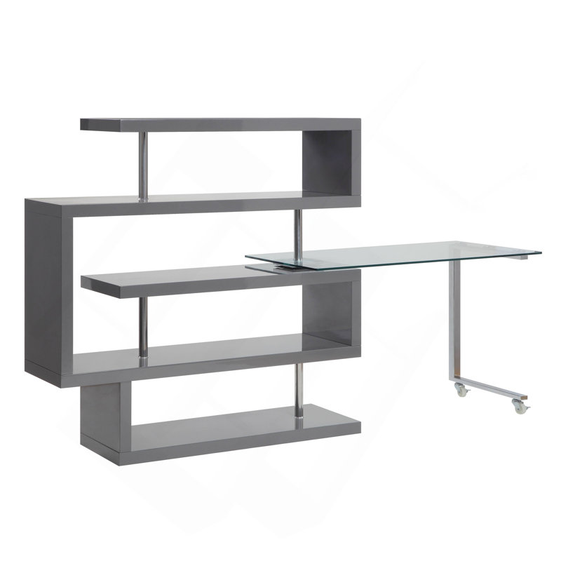 Bureau d'écriture moderne et polyvalent avec tablettes pour un espace de travail efficace, Gris