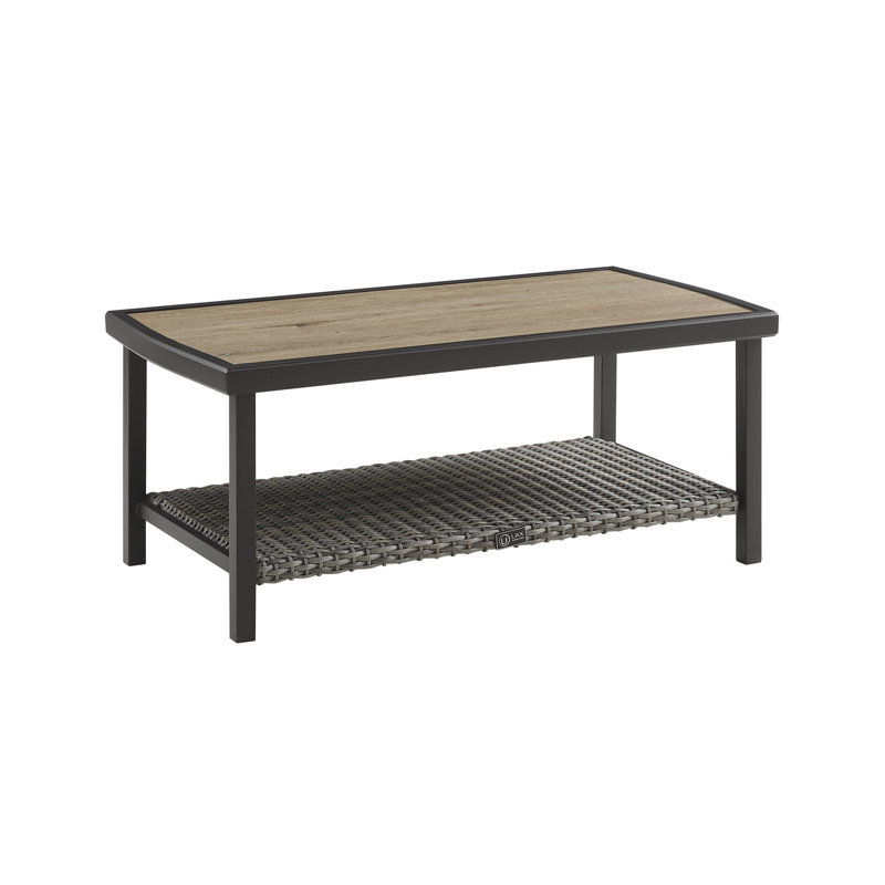 Montasir Rectangular Metal Outdoor Coffee Table , 37.25'' in. W 19.5'' in. D, Gray