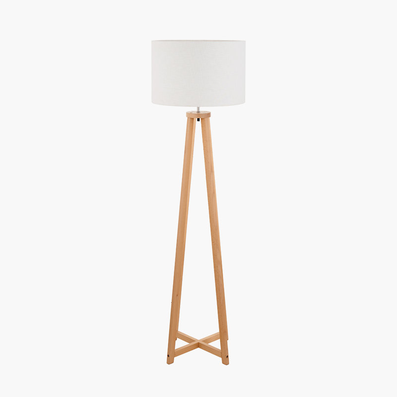 161cm Traditional Floor Lamp, Natural, White