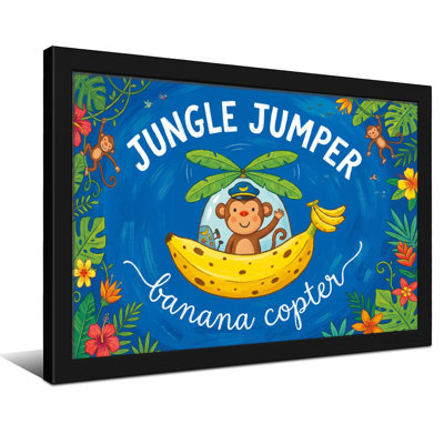 Animaux, jungle, saut, banane, copter, singe, palmier, fleur