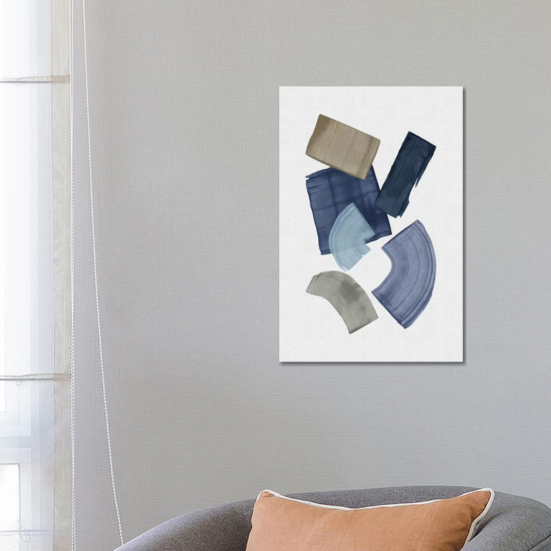 Blue And Brown Paint Blocks - Wrapped Canvas Painting, 66.04cm H x 45.72cm W x 1.91cm D