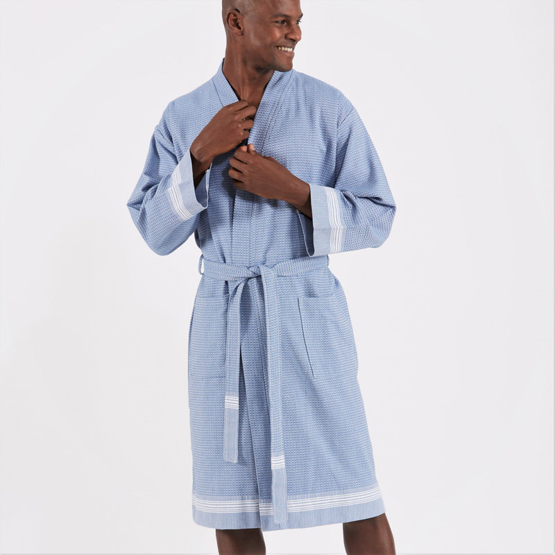 Woodcrest Plain Weave / Muslin Mid-Calf Bathrobe with Pockets, Small/Medium
