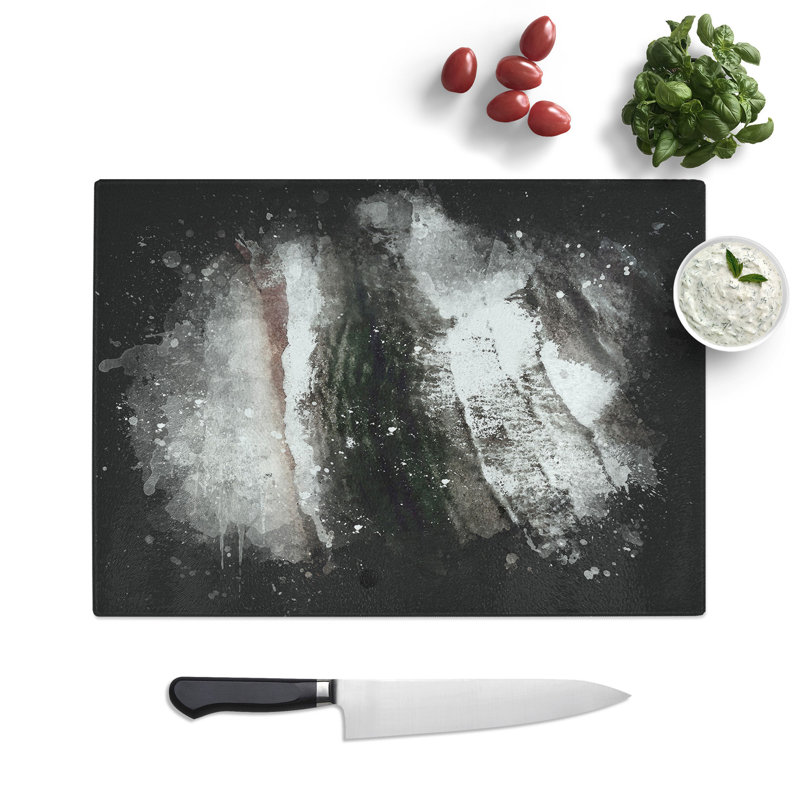 Tempered Glass Aerial View of the Beach Paint Splash Chopping Board, 28.5 cm x 39 cm