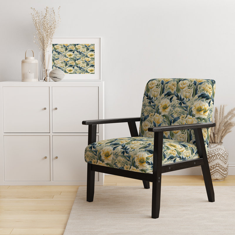 Fauteuil d'appoint jaune et vert Ikat Haven