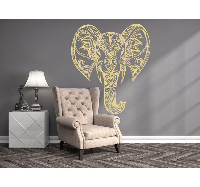 Décalcomanie murale éléphant mehndi Yatton, Crème
