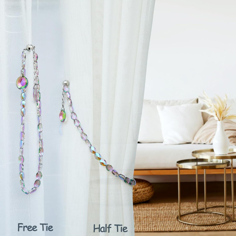Magnetic Curtain Tiebacks, 2 Pack Crystal Beaded Sun
