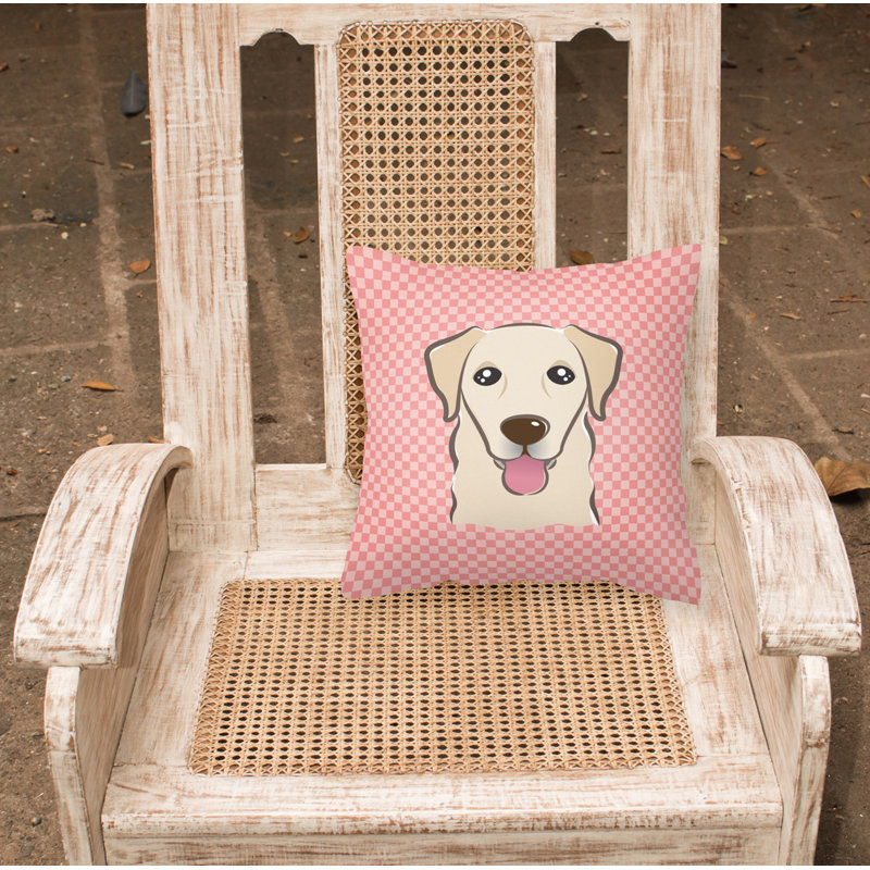  Coussin en damier 14 "Golden Retriever, Rose, 14 po x 14 po