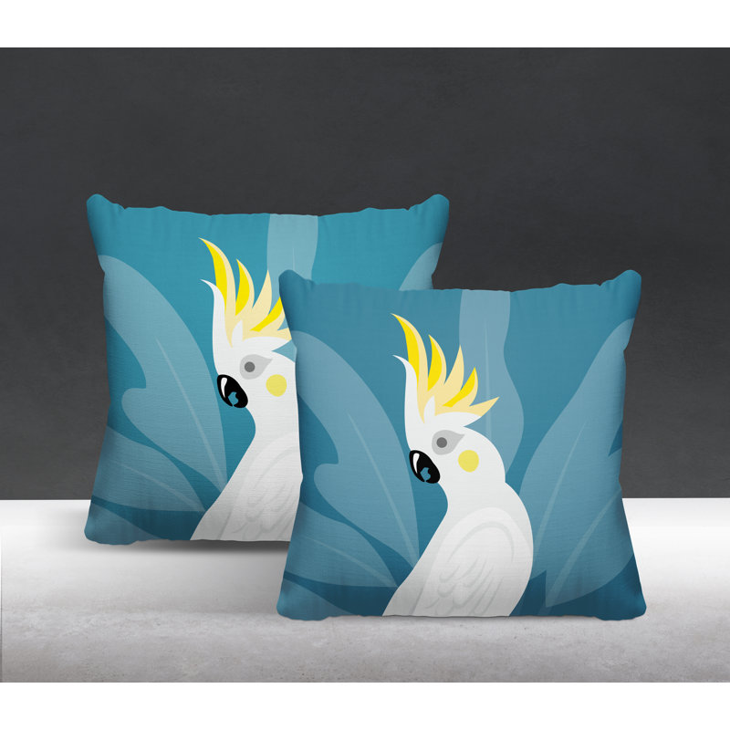 Coussin intérieur / extérieur Catoo Bird, L 17 po x H 17 po, Turquoise