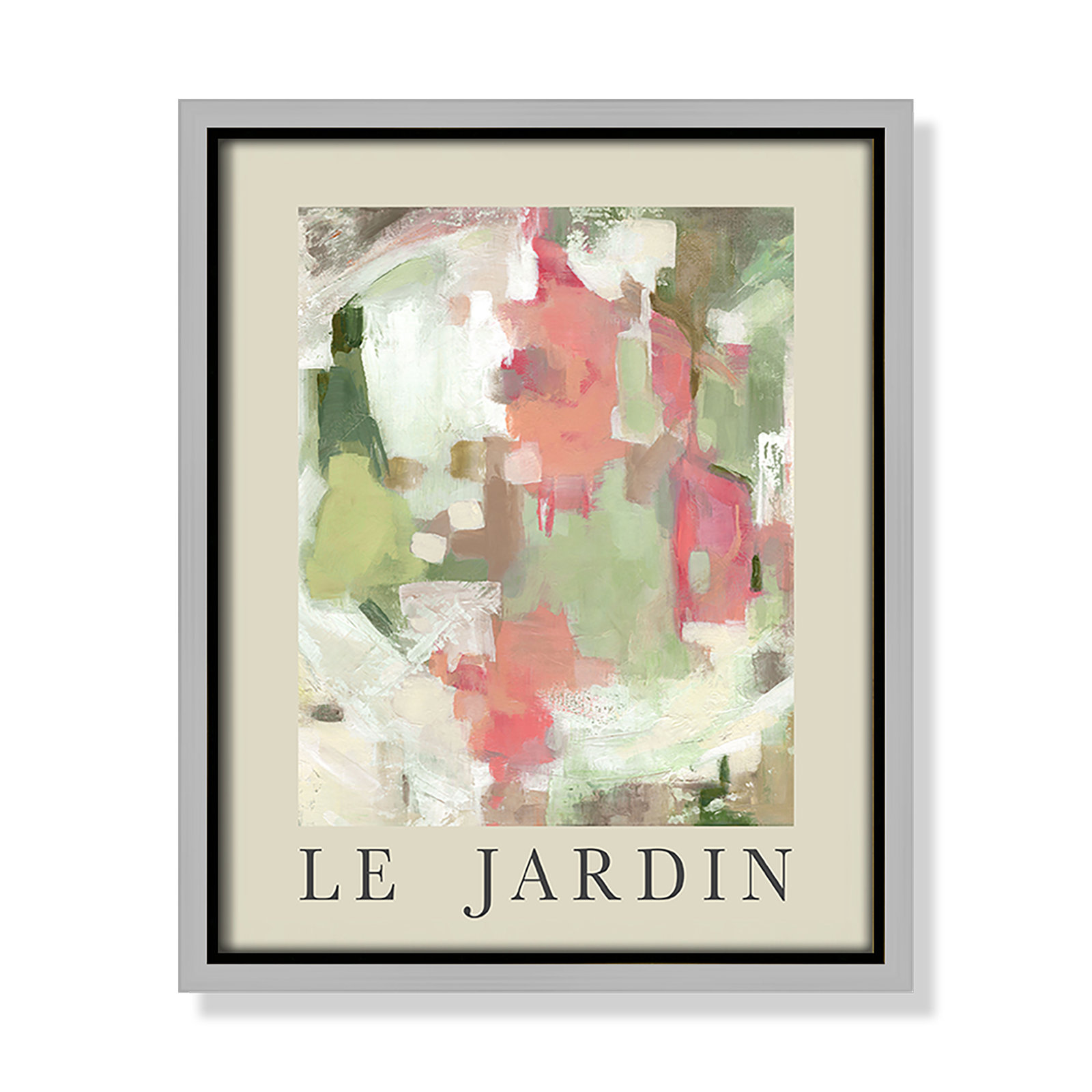 Riya "Le Jardin" Print by Carol Robinson, Silver Floater Frame, No, 11.5" H x 9.5" W x 2" D