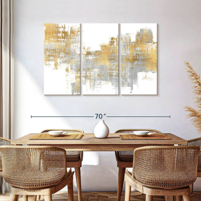 Avery dynamique doré sur gris I, H 36 po x l 57 po