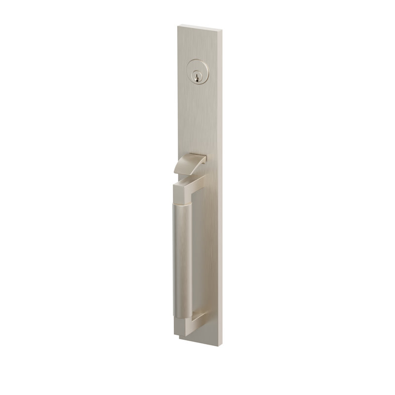 Emtek SELECT Dummy, Mortise Full Longueur, Extérieur L-Square Stem, Smooth Grip ; Intérieur Hercules Handle, Satin Brass, Left Hand