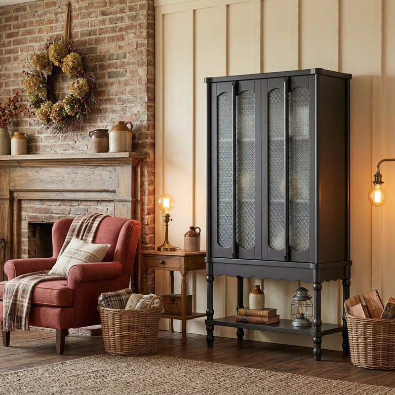 Stylish Wine Bar Cabinet With 3 Fixed Shelves, Black