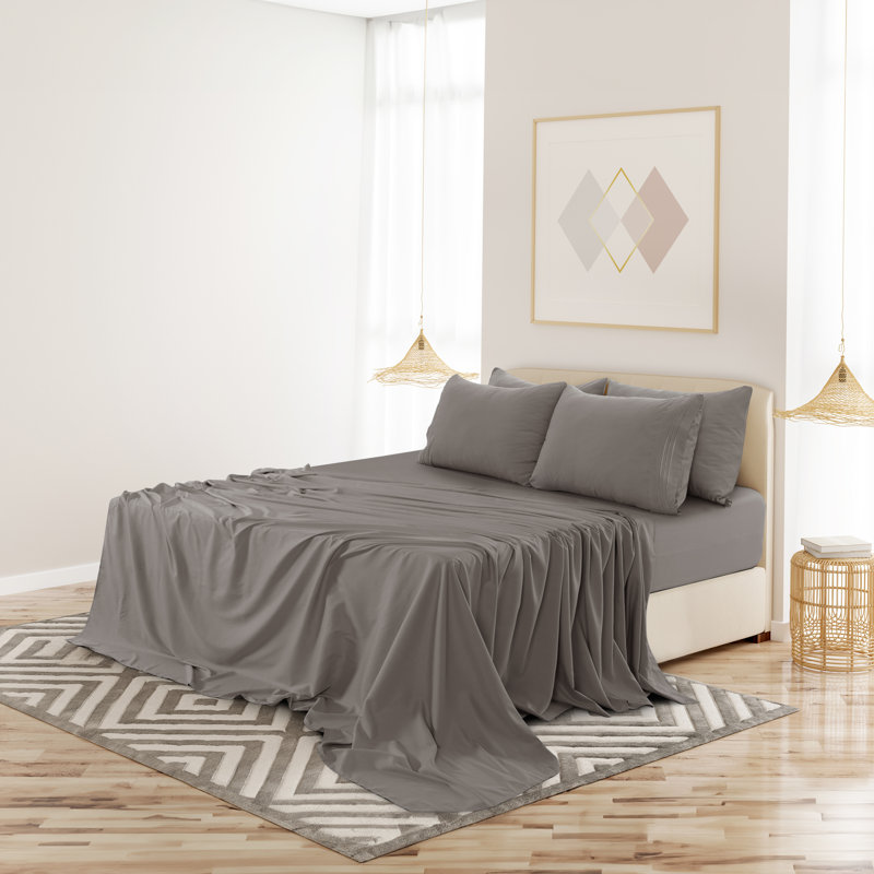 Taupe, King Sheet Set + 1 Fitted Sheet + 4 Pillowcases