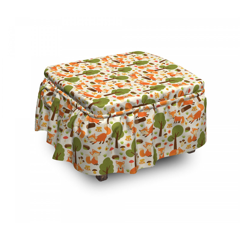 Ensemble de housse pour repose-pieds à coussins carrés 2 pièces fox spring forest