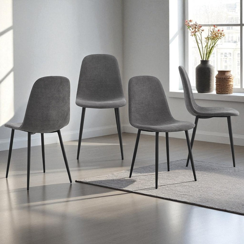 Chaises de salle à manger rembourrées modernes H 34,5 po Kamai, Gris