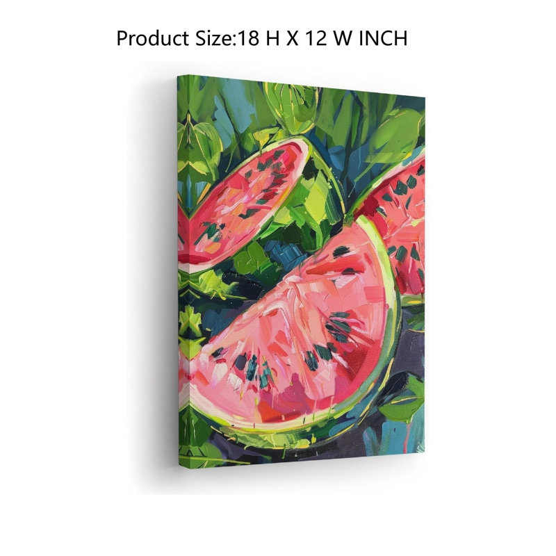 Watermelon Fruit Pattern Canvas Wall Decor Painting 18x12 Inch
