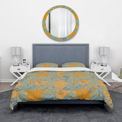 Ensemble de housse de couette en microfibre orange / bleu