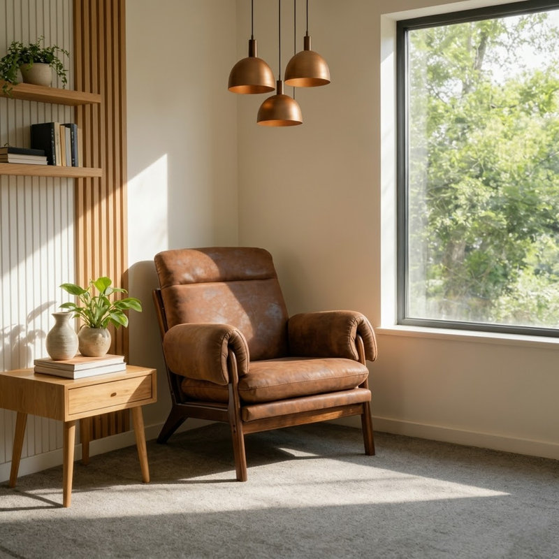 Chaise d'appoint transitionnelle traditionnelle rembourrée, Brun