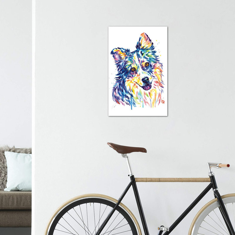 «Australian Shepherd» par Lisa Whitehouse - impression d'art graphique, Pas de tapis, Toile tendue