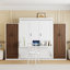 Lit escamotable double pleine grandeur avec placard, tiroirs et table
