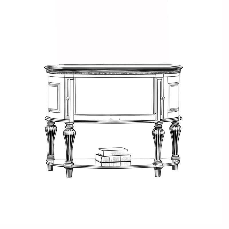 Console en bois massif de style américain, Marron foncé