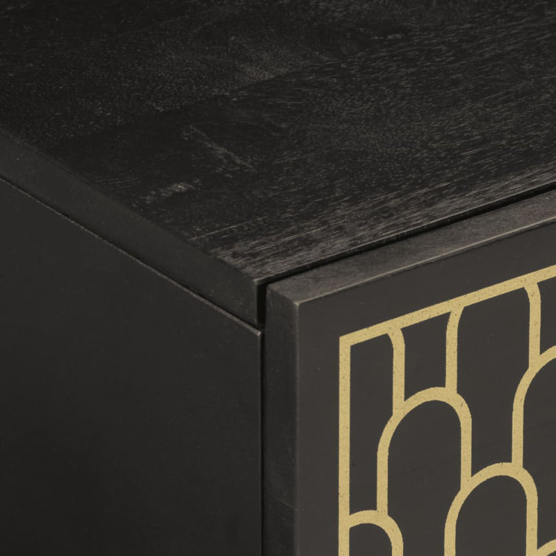 Aelish Coffee Table with Storage, Black/Gold, Black