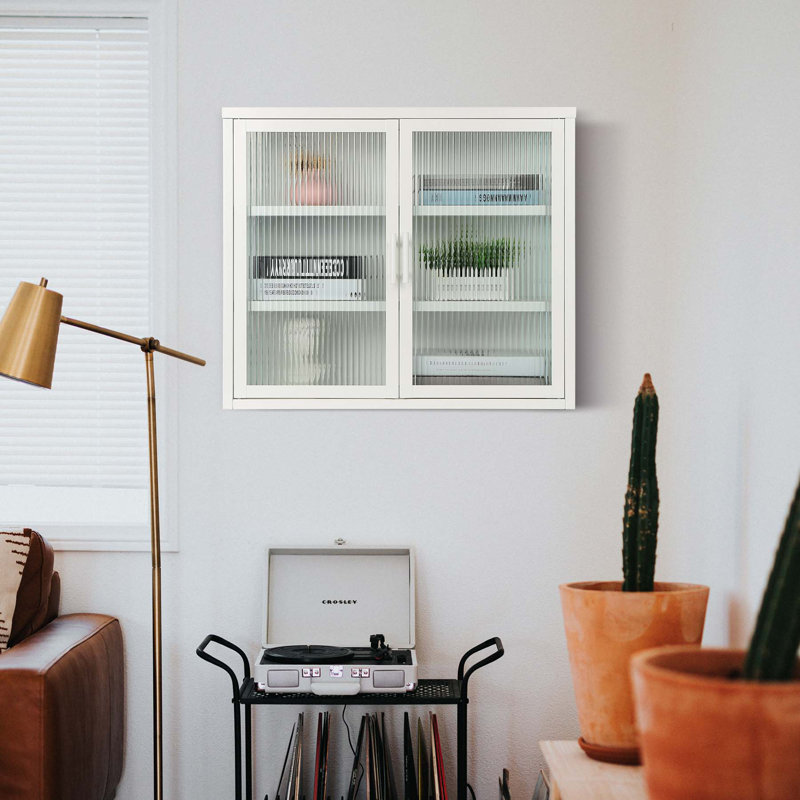 Latitude Run® Glass Door Wall Cabinet With Detachable Shelves | Wayfair