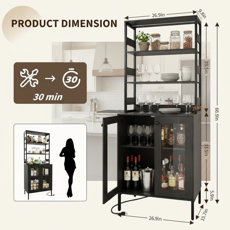 68.3cm Wine Bottle Rack, Black