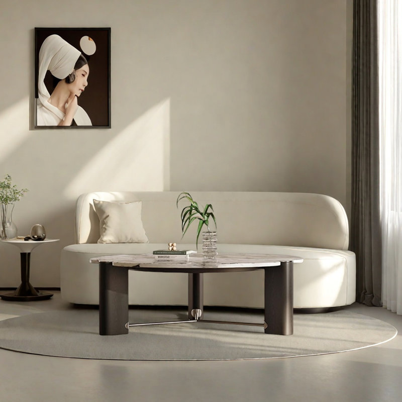 Table basse moderne avec plateau en marbre