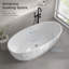 Baignoire autoportante 67 po en forme de losange en acrylique blanc brillant avec débordement rainuré et bonde centrale - Baignoire de luxe architecturale