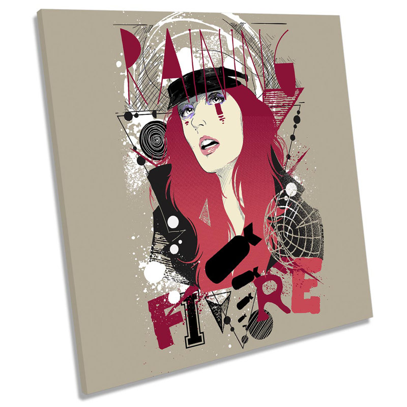 Raining Fire Woman Bombs - Wrapped Canvas Print, 60cm H x 60cm W x 2cm D