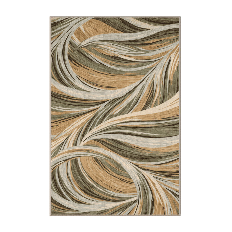Washable Beach Grass Waves Coastal Area Rug, Runner 2' x 4'