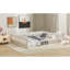 Lit double tapissier pleine grandeur avec garde-corps et coussin moelleux en bois massif beige