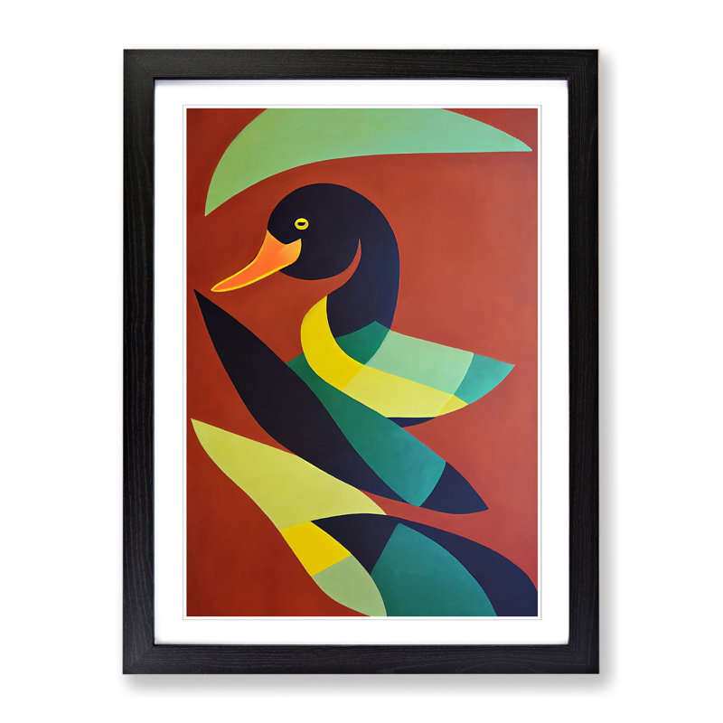 Duck African Art - Picture Frame Print, 64cm H x 46cm W x 2cm D, Walnut