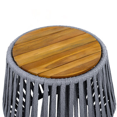 Outdoor Rope and Acacia Wood Side Table