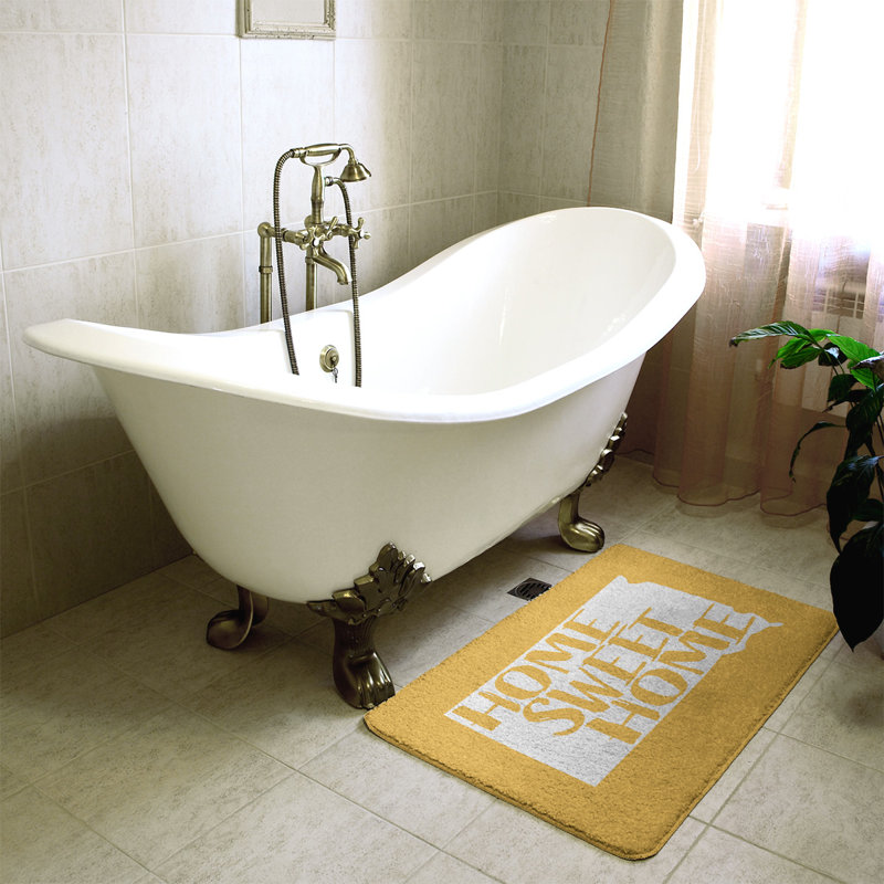 Memory Foam Non-Slip Bath Rug, 17" W x 21" L, Yellow